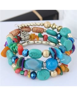 Fashion Multi-layers Bead Bracelet - Multicolor