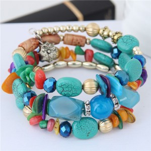 Fashion Multi-layers Bead Bracelet - Multicolor