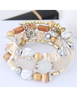 Fashion Multi-layers Bead Bracelet - White