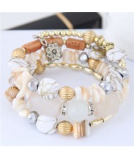 Fashion Multi-layers Bead Bracelet - White