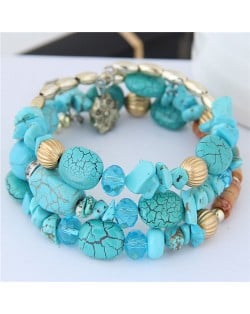 Fashion Multi-layers Bead Bracelet - Blue