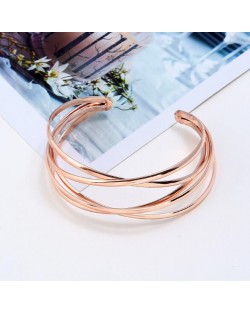 Vintage Hollow Design Open-end Style Elegant Fashion Bangle - Rose Gold