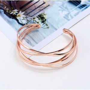 Vintage Hollow Design Open-end Style Elegant Fashion Bangle - Rose Gold