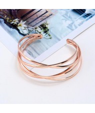 Vintage Hollow Design Open-end Style Elegant Fashion Bangle - Rose Gold