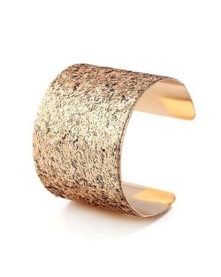 Sequins Attached Wide Style High Fashion Open-end Bangle - Golden