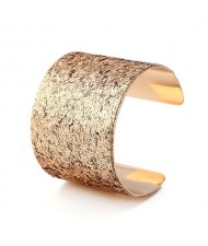 Sequins Attached Wide Style High Fashion Open-end Bangle - Golden