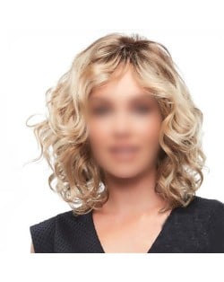 Golden Color Curly Fashion Middle Side Part Short Women Synthetic Wig