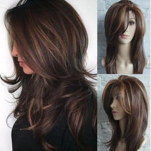 Gradient Color Long Curly Hair High Fashion Women Synthetic Wig