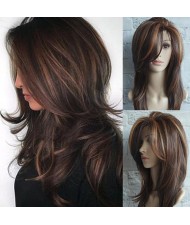 Gradient Color Long Curly Hair High Fashion Women Synthetic Wig