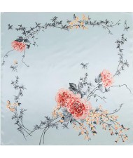 4 Colors Available Flowers Heart Image Romantic Fashion Square Scarf