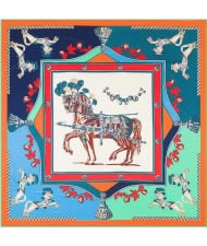 3 Colors Available Royal Horses European Fashion 130*130 cm Square Scarf