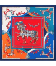 3 Colors Available Royal Horses European Fashion 130*130 cm Square Scarf