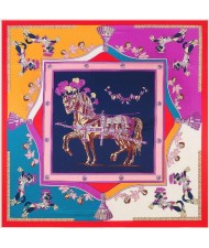 3 Colors Available Royal Horses European Fashion 130*130 cm Square Scarf