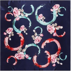 4 Colors Available Doodle and Roses High Fashion 90*90 cm Square Scarf