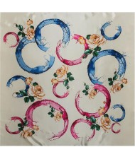 4 Colors Available Doodle and Roses High Fashion 90*90 cm Square Scarf