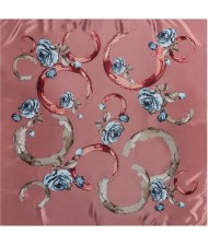 4 Colors Available Doodle and Roses High Fashion 90*90 cm Square Scarf