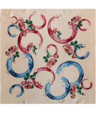4 Colors Available Doodle and Roses High Fashion 90*90 cm Square Scarf