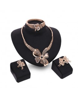 Butterflies Hollow Fashion 4pcs Golden Jewelry Set