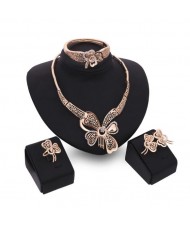 Butterflies Hollow Fashion 4pcs Golden Jewelry Set
