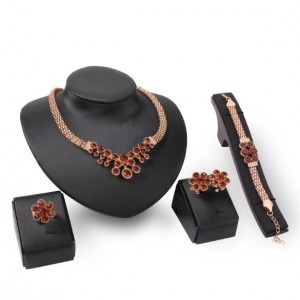 Plum Blossom 4pcs Golden Costume Jewelry Set