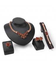 Plum Blossom 4pcs Golden Costume Jewelry Set