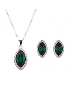 Ink Green Gem Waterdrop Design 2pcs High Fashion Jewelry Set
