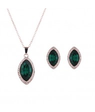Ink Green Gem Waterdrop Design 2pcs High Fashion Jewelry Set