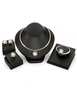 Elegant Pearl Inlaid Waterdrop Design 4pcs Costume Jewelry Set