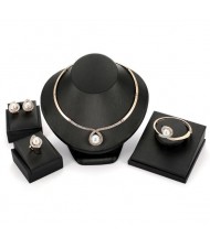 Elegant Pearl Inlaid Waterdrop Design 4pcs Costume Jewelry Set