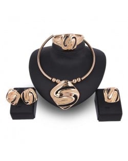 Abstract Bold Design 4pcs Banquet Golden Costume Jewelry Set
