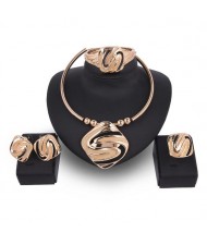 Abstract Bold Design 4pcs Banquet Golden Costume Jewelry Set