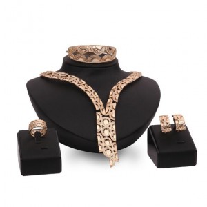Sunrise Pattern Hollow Design 4pcs Banquet Fashion Jewelry Set