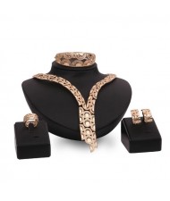 Sunrise Pattern Hollow Design 4pcs Banquet Fashion Jewelry Set