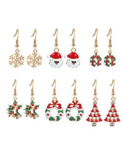 Christmas Tree Flower Hoop and Gifts 6pcs Fashion Earrings Set