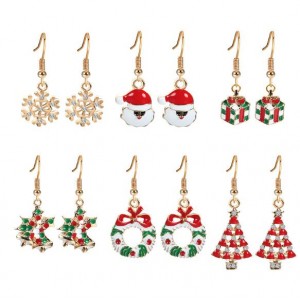 Christmas Tree Flower Hoop and Gifts 6pcs Fashion Earrings Set