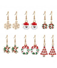 Christmas Tree Flower Hoop and Gifts 6pcs Fashion Earrings Set
