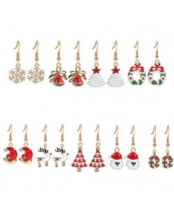 Christmas Elements High Fashion 9pcs Fashion Earrings Set