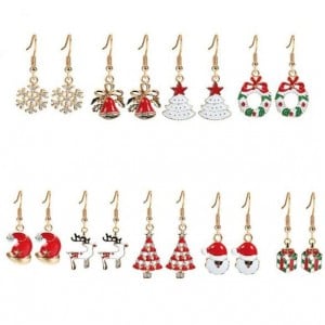 Christmas Elements High Fashion 9pcs Fashion Earrings Set