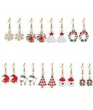 Christmas Elements High Fashion 9pcs Fashion Earrings Set