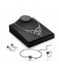 Crystal Embellished Hollow Floral Design Brides Fashion 4pcs Jewelry Set