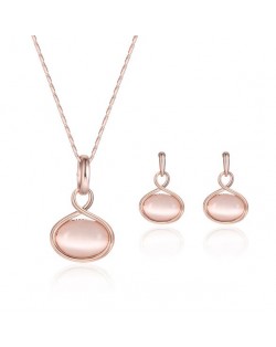 Opal Inlaid Hollow Style Elegant Waterdrop Design 2pcs Women Fashion Jewelry Set