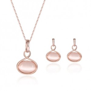 Opal Inlaid Hollow Style Elegant Waterdrop Design 2pcs Women Fashion Jewelry Set