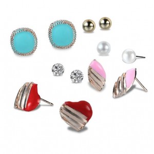 Assorted Elements Heart Fashion 6pcs Women Fashion Earrings Set