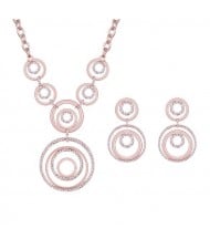 Rhinestone Embellished Graceful Rounds Combo Design 2pcs High Fashion Jewelry Set