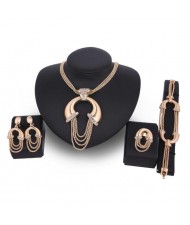 Golden Arch and Tassel Chain Combo Design 4pcs Brides Fashion Jewelry Set