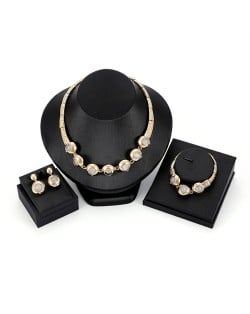 Pearl Inlaid Hollow Waterdrops Design 2pcs Brides Fashion Costume Jewelry Set