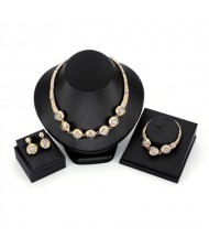 Pearl Inlaid Hollow Waterdrops Design 2pcs Brides Fashion Costume Jewelry Set