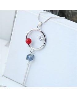 Simple Hoop and Tassel Design Alloy Long Chain Fashion Necklace