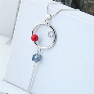 Simple Hoop and Tassel Design Alloy Long Chain Fashion Necklace