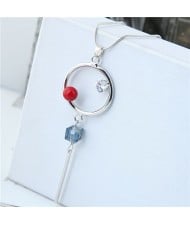 Simple Hoop and Tassel Design Alloy Long Chain Fashion Necklace